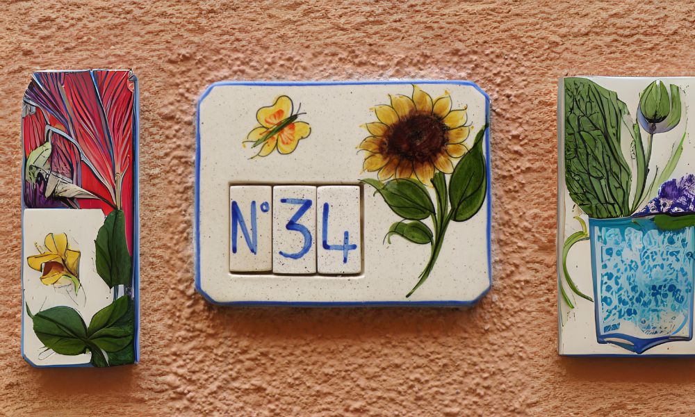 Photo of tiles on a wall with the number 34, for post: Meaning of the Number 34: Symbolism and Spiritual Guide